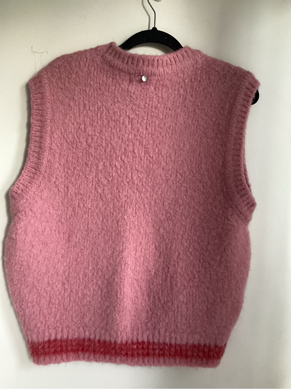 Egg Trading Fuzzy Alpaca Wool Blend Boucle Sweater Vest Large Pink Korea - Picture 7 of 16